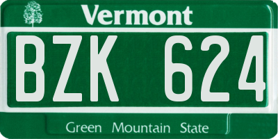 VT license plate BZK624