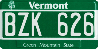 VT license plate BZK626