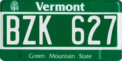 VT license plate BZK627