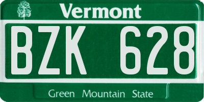 VT license plate BZK628