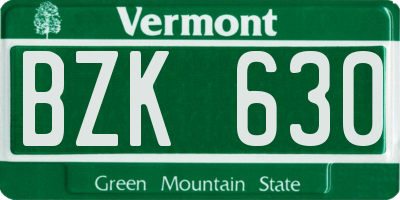 VT license plate BZK630