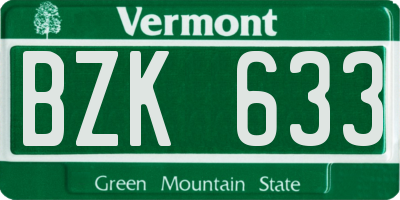 VT license plate BZK633