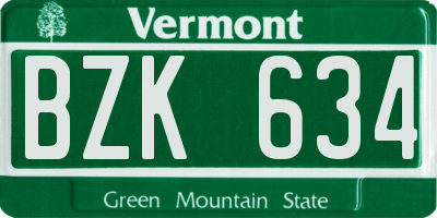 VT license plate BZK634