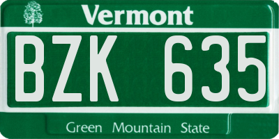 VT license plate BZK635