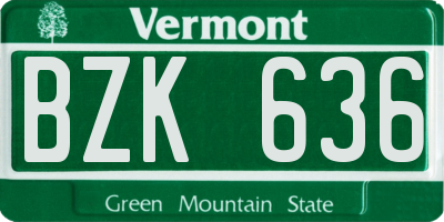 VT license plate BZK636