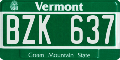 VT license plate BZK637