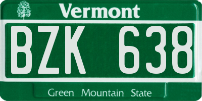 VT license plate BZK638