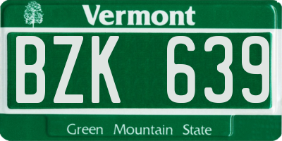 VT license plate BZK639