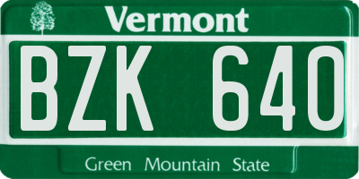 VT license plate BZK640