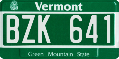 VT license plate BZK641