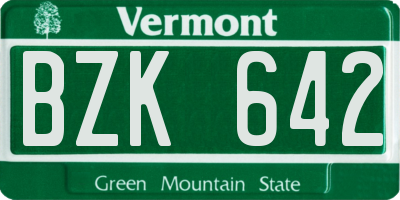 VT license plate BZK642
