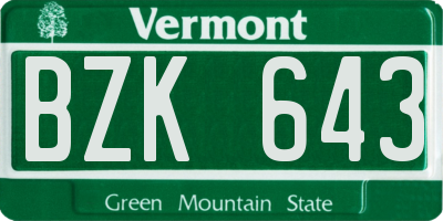 VT license plate BZK643