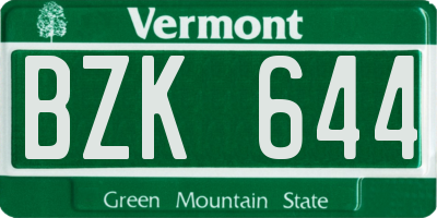 VT license plate BZK644