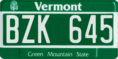 VT license plate BZK645