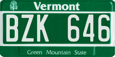 VT license plate BZK646