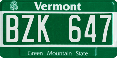 VT license plate BZK647