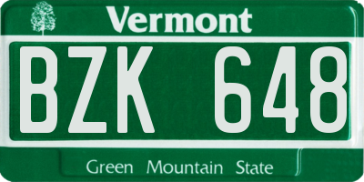VT license plate BZK648