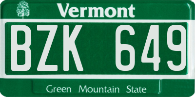 VT license plate BZK649