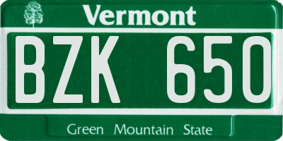 VT license plate BZK650
