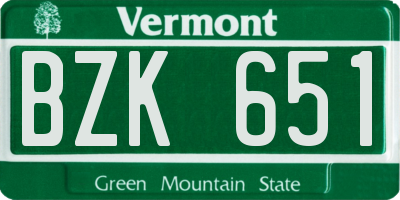 VT license plate BZK651