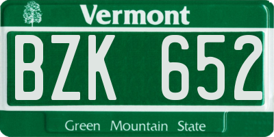 VT license plate BZK652