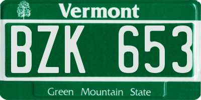 VT license plate BZK653