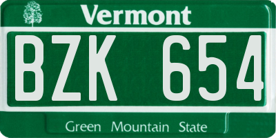 VT license plate BZK654