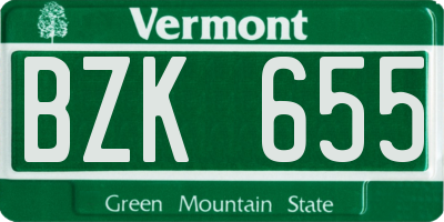 VT license plate BZK655
