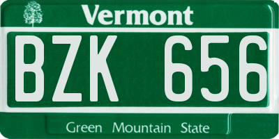 VT license plate BZK656