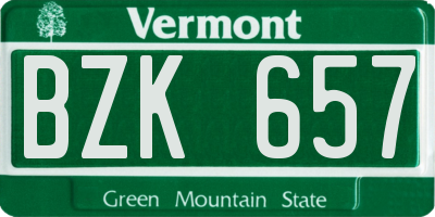 VT license plate BZK657