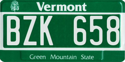 VT license plate BZK658