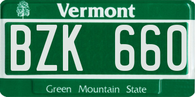 VT license plate BZK660