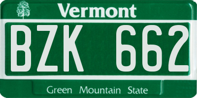 VT license plate BZK662
