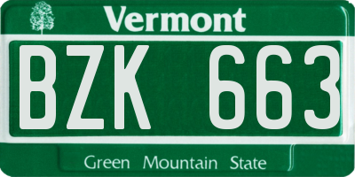 VT license plate BZK663
