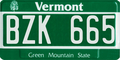 VT license plate BZK665