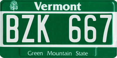 VT license plate BZK667