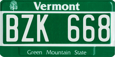VT license plate BZK668