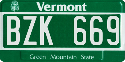 VT license plate BZK669