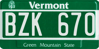VT license plate BZK670