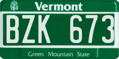 VT license plate BZK673