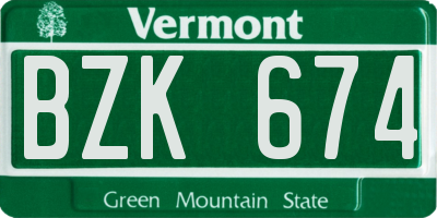 VT license plate BZK674