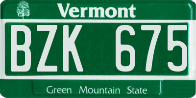 VT license plate BZK675