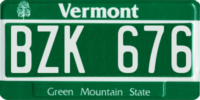 VT license plate BZK676