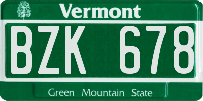 VT license plate BZK678