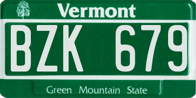 VT license plate BZK679