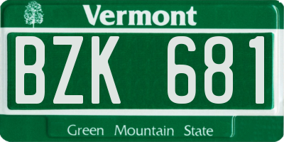 VT license plate BZK681