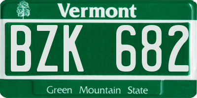 VT license plate BZK682
