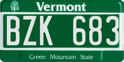 VT license plate BZK683