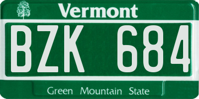 VT license plate BZK684