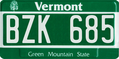 VT license plate BZK685